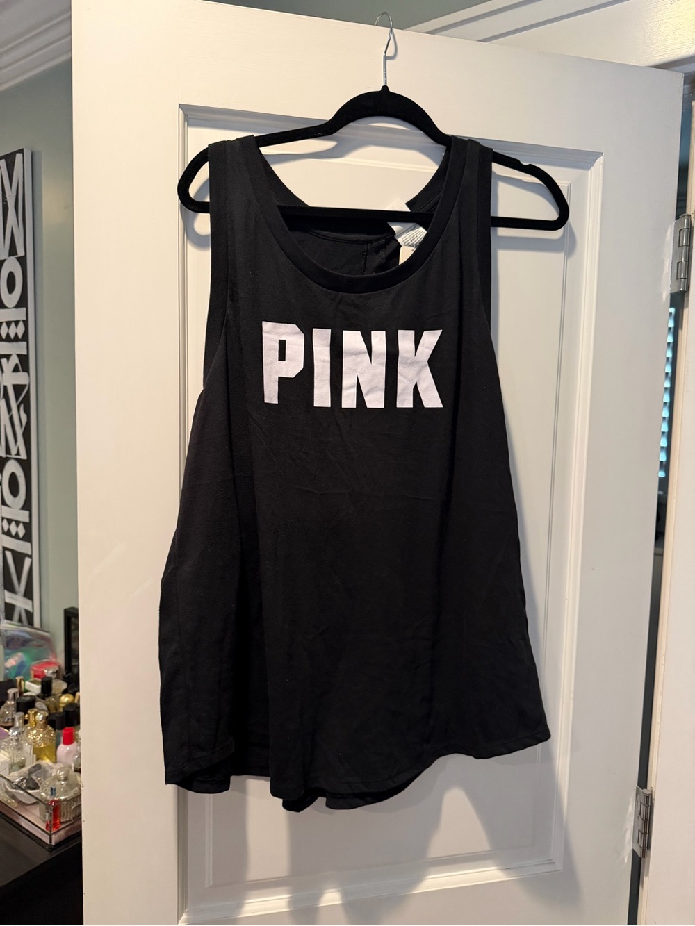 PINK Victoria's Secret Black Tank with White Chest Logo